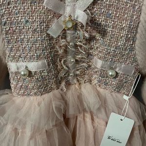 Girls Pink Knit Tweed Dress